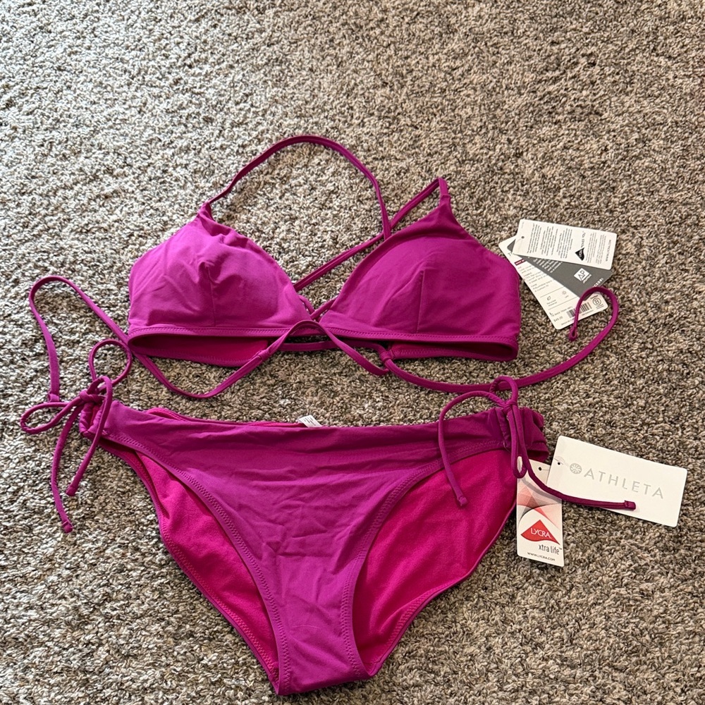 NWT Athleta Women's Vibrant Magenta Bikini Size Large